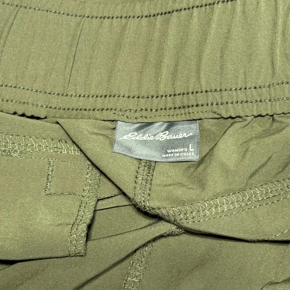 Eddie Bauer Pants Womens Large Green Elastic Waist Stretch Hiking Outdoor
